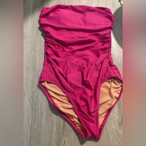 J. Crew Vibrant Pink Strapless One Piece Swimsuit
